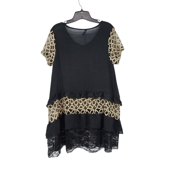 Lily by Firmiana Vintage Women's Lagenlook A-line Mixed Fabric Tiered Blouse - Picture 4 of 7